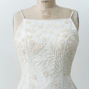 Vintage Silk Ivory Beaded Gown Wedding Dress